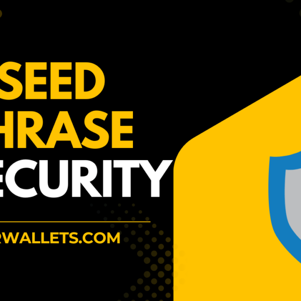 Seed phrase security guide featuring a shield and lock graphic