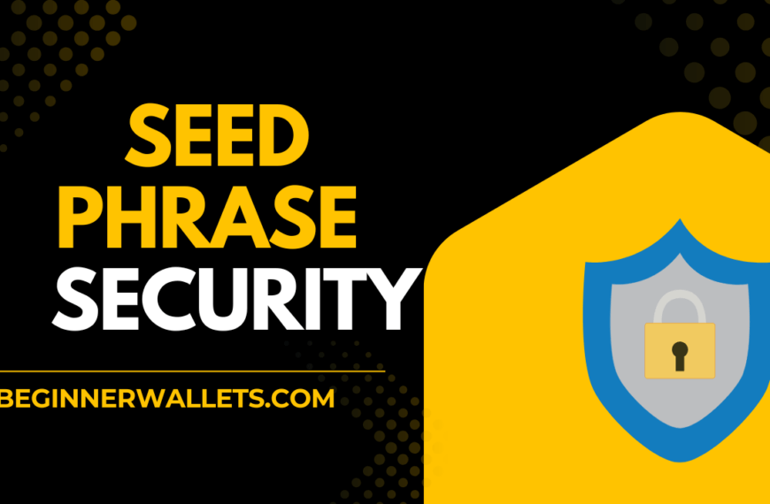 Seed phrase security guide featuring a shield and lock graphic