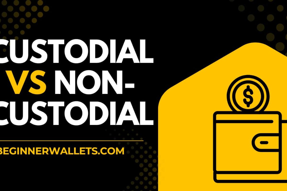 Custodial vs Non-Custodial Wallet comparison graphic with a digital wallet icon by BeginnerWallets